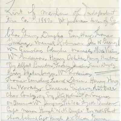 Member of the Independent Fire Co. 1887