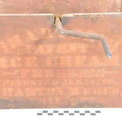 Wood and tin freezer with iron crank handle