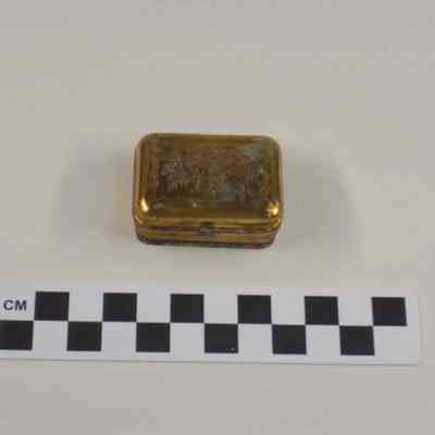 Brass box containing weights for apothecary scales
