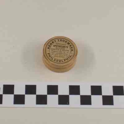 Box containing weights for apothecary scales