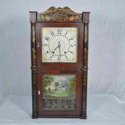 Two-door eight-day clock with wooden works