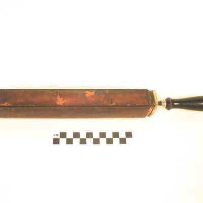 Razor strop with black wooden handle