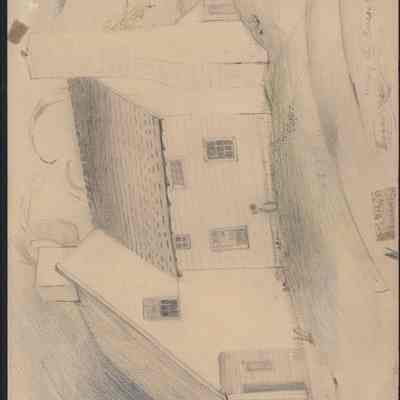Drawing by Patty Willis of Peter Burr house