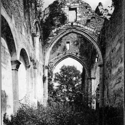 postcard of church ruins in Beaune, France - c1918