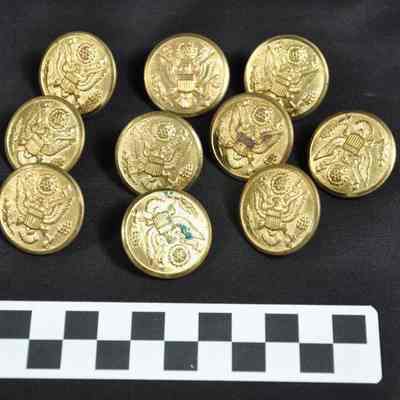 Ten U. S. Army uniform buttons