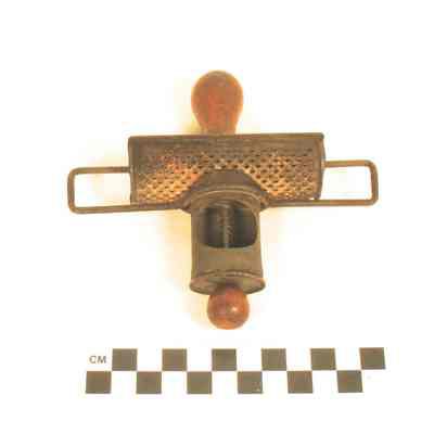 Nutmeg grater, tin and wood