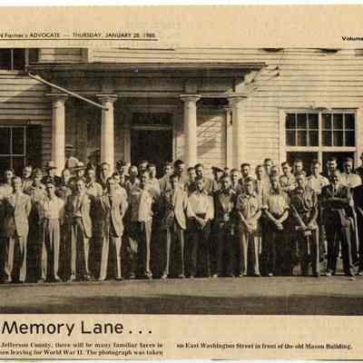 WWII draftees in front of old Mason Building on E. Washington St, CT