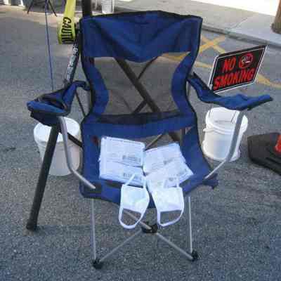 Chair with packs of face masks