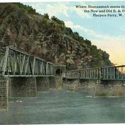 Where Shenandoah meets the Potomac and the New and Old B. & O. Bridges, Harpers Ferry, W. Va.
