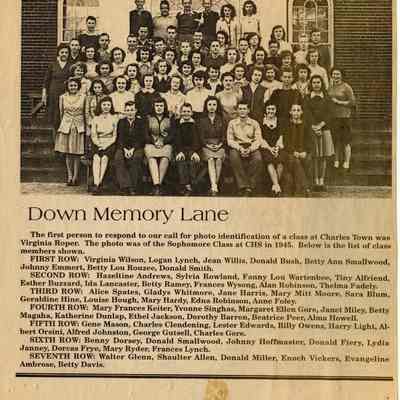 Charles Town High School sophomore class, 1945