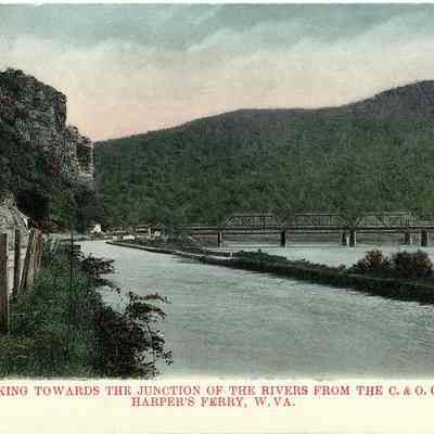 Looking Towards the Junction of the Rivers From the C. & O. Canal. Harper's Ferry, W. VA.