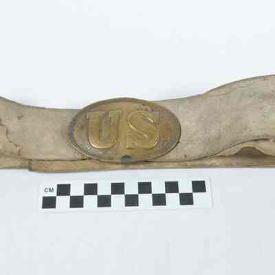 Rawhide leather belt with brass "US" buckle