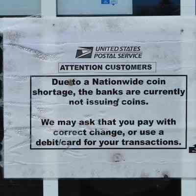 Coin-shortage sign at Harpers Ferry Post Office