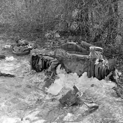 Halltown dynamite truck explosion - remnants of truck front