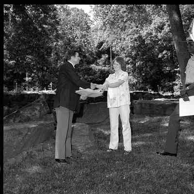 Superintendent Donald W. Campbell presenting awards to park employees: Origformat: Other
