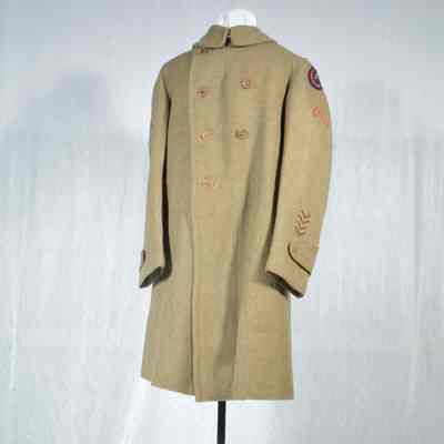 World War I heavy wool olive drab overcoat