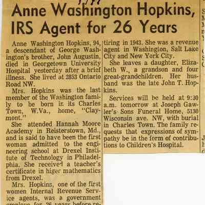 Anne Washington Hopkins Collection