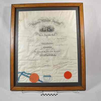 Diploma from the Virginia Military Institute, 1861