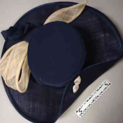 Navy blue sinamay church hat