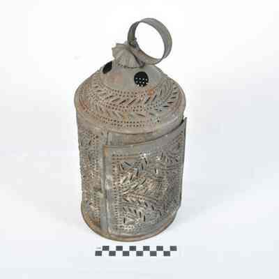 Pierced tin "Paul Revere" type candle lantern