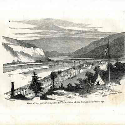 One of six prints of views of Harpers Ferry
