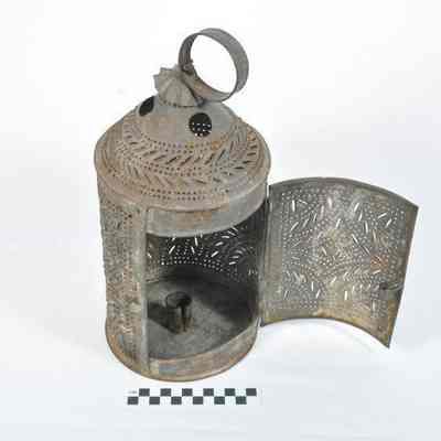 Pierced tin "Paul Revere" type candle lantern