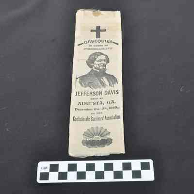 Ribbon commemorating the death of Jefferson Davis