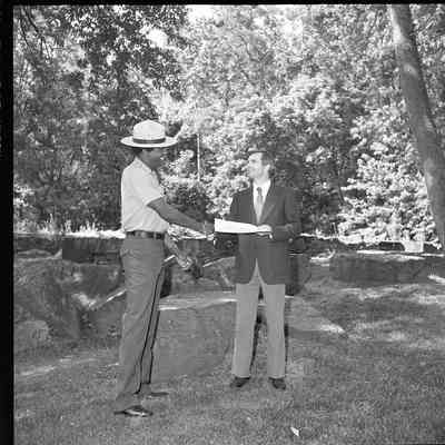 Superintendent Donald W. Campbell presenting awards to park employees: Origformat: Other
