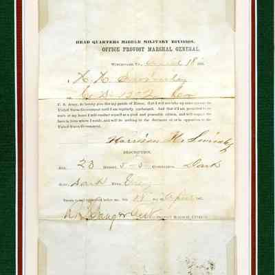 Declaration of honor for Harrison H. Swimley