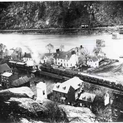 Union troop train on the Winchester & Potomac Railroad at Harpers Ferry