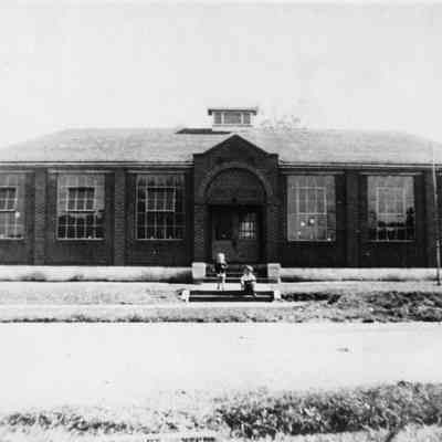 Ranson Elementary School with two children in front