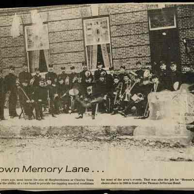 Henson's Band in front of Thomas Jefferson Hotel, Charles Town, 1908
