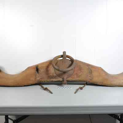 Heavy wood and iron ox yoke for two oxen