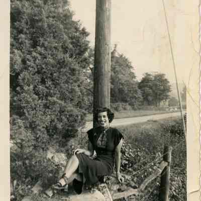 Nettie Hughes sitting outside