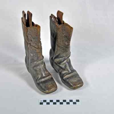 Boy's leather boots with brass toe protectors