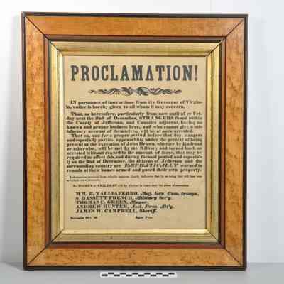 Proclamation concerning John Brown's execution