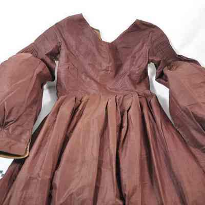 Brown silk dress with cape - dress