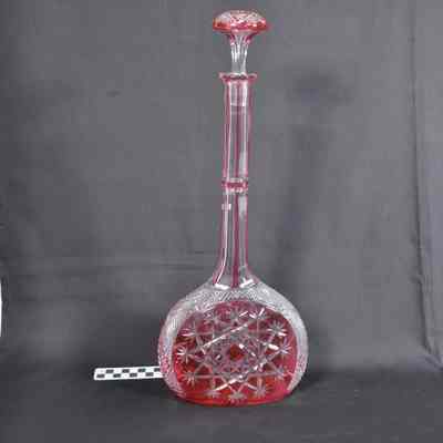 Press-cut long necked decanter with glass stopper