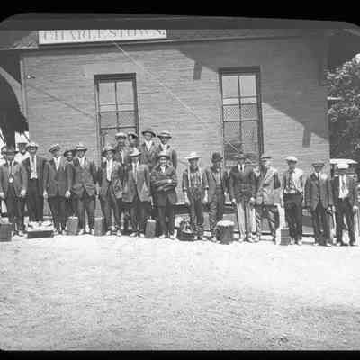 Group of men at the Charles Town train station