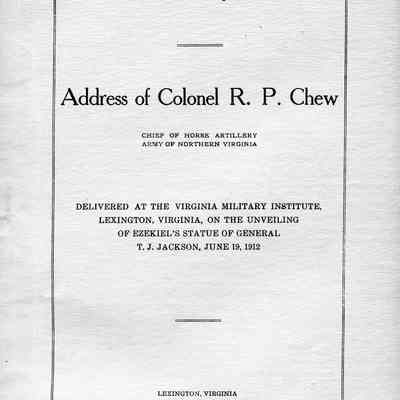 Stonewall Jackson Address of Colonel R. P. Chew