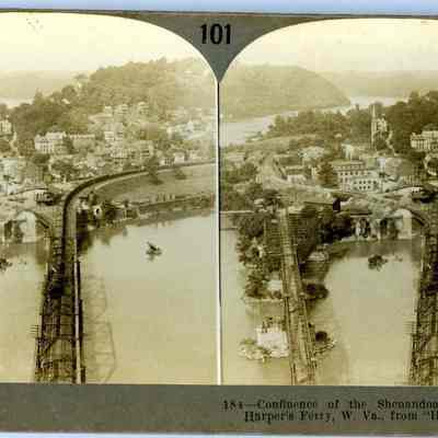 Confluence of the Shenandoah and Potomac Rivers, Harpers Ferry, W. Va. from "Heights of Maryland." (184)