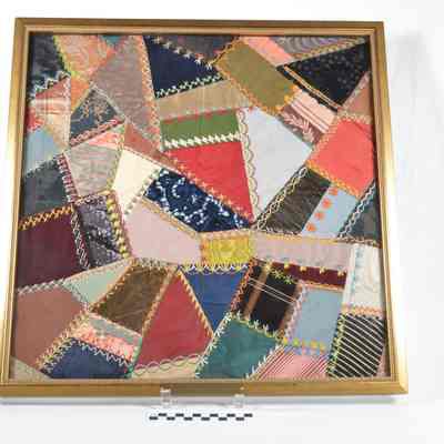 Framed crazy quilt stitch sampler