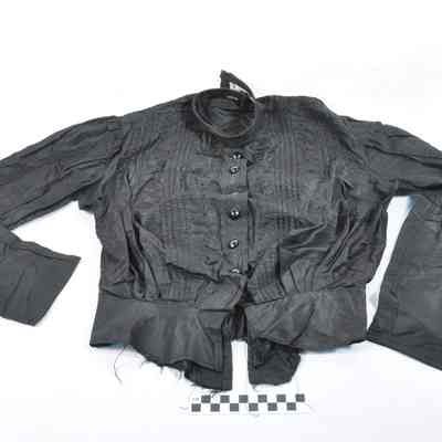 Black silk long-sleeved blouse