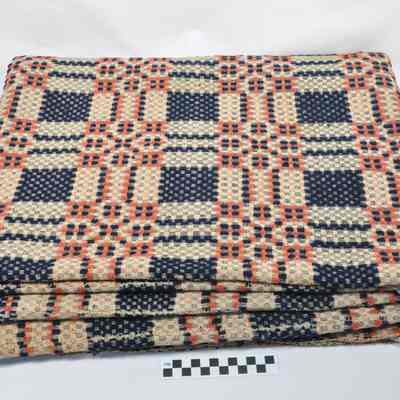 Wool overshot woven coverlet