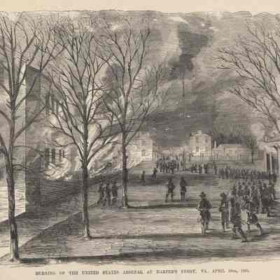 Burning of the United States Arsenal at Harper's Ferry, VA.