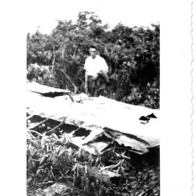 Paul Milton at site of plane crash - June 13, 1947