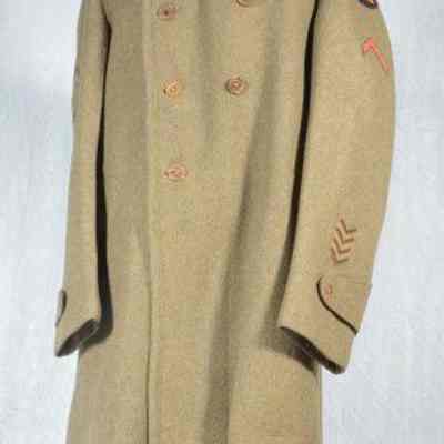World War I heavy wool olive drab overcoat