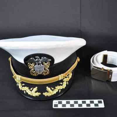 U.S. Navy summer dress uniform hat and belt