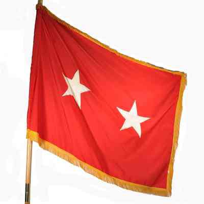 Red flag with two white major general's stars