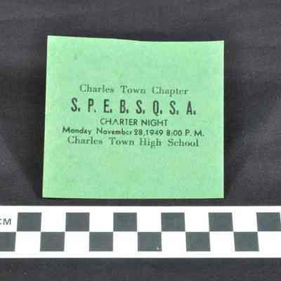 Invitation to Charles Town Chapter S.P.E.B.S.Q.S.A.